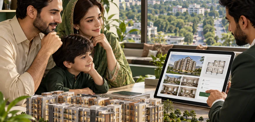 Illustration of a Pakistan property viewing enquiry