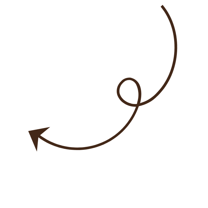 Curved arrow pointing left with a loop design