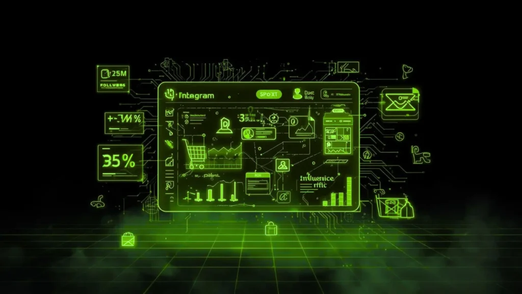 marketing dashboard displaying engagement metrics and follower statistics